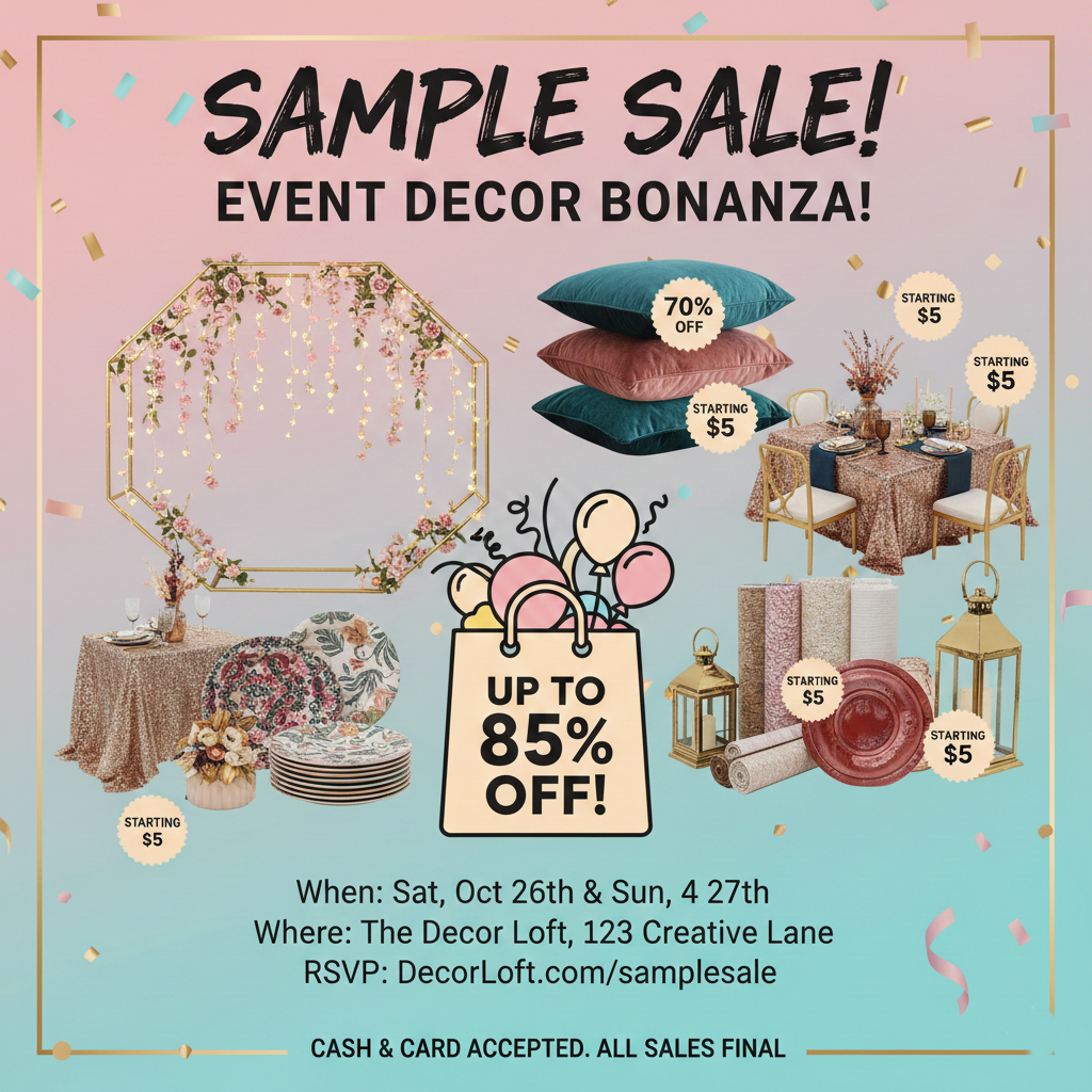 Sale on event decor. Why throw a basic party when you can host an ICONIC event? Whether it’s a milestone birthday, a baby shower, or a "just because" bash, we bring the sparkle, the balloons, and the "wow" factor.