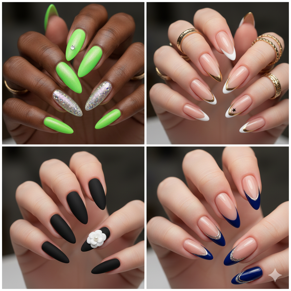 Almond French Manicures